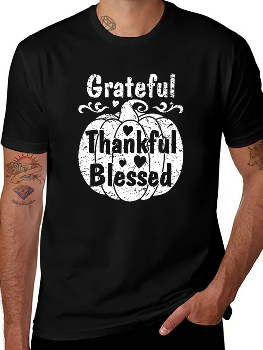 Grateful Thankful Blessed Pumpkin T-Shirt