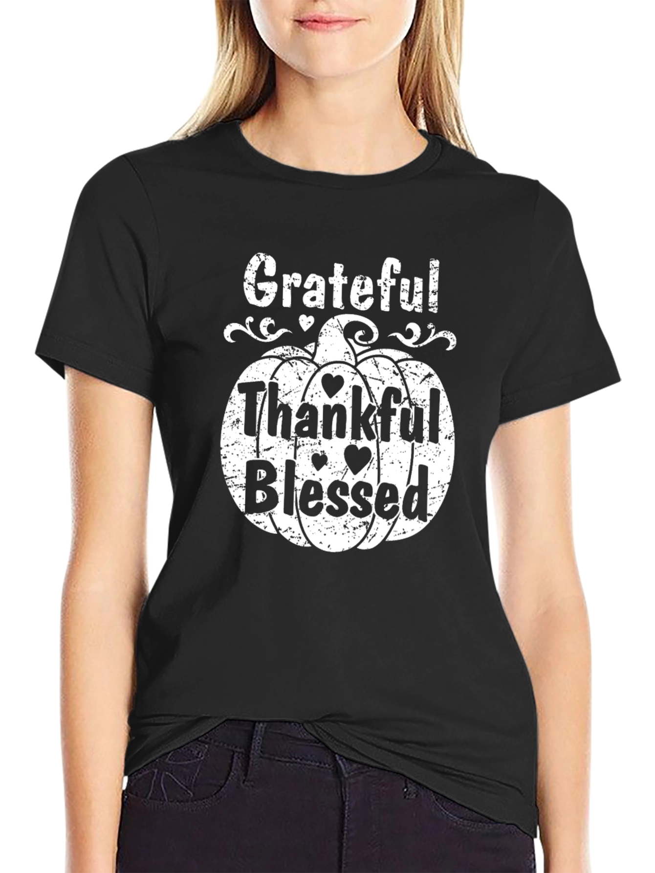 Grateful Thankful Blessed Pumpkin T-Shirt
