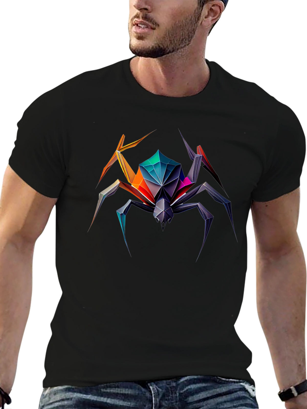 Geometric Spider Graphic T-Shirt