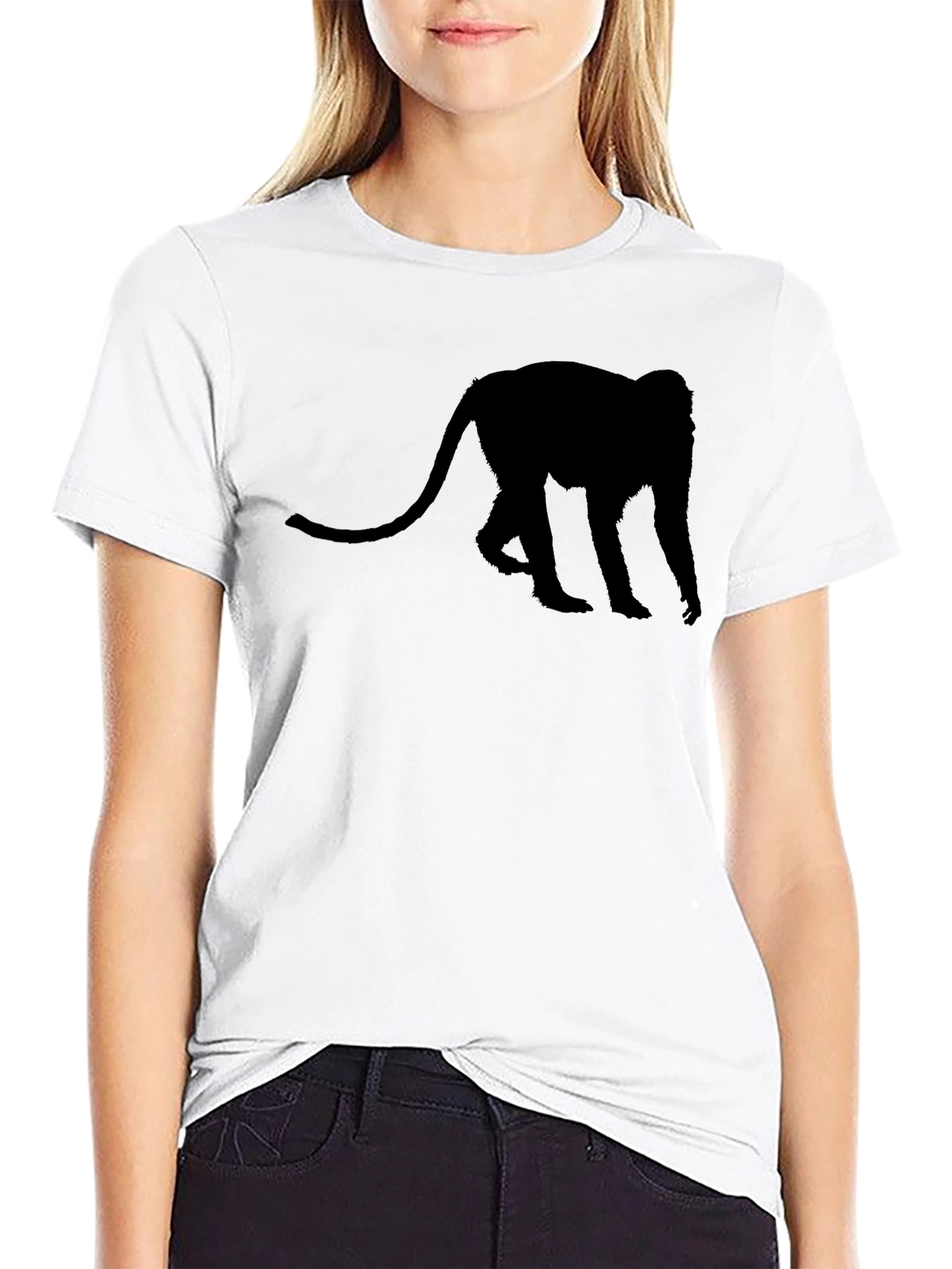 Monkey Silhouette Tee - Black Casual Comfort