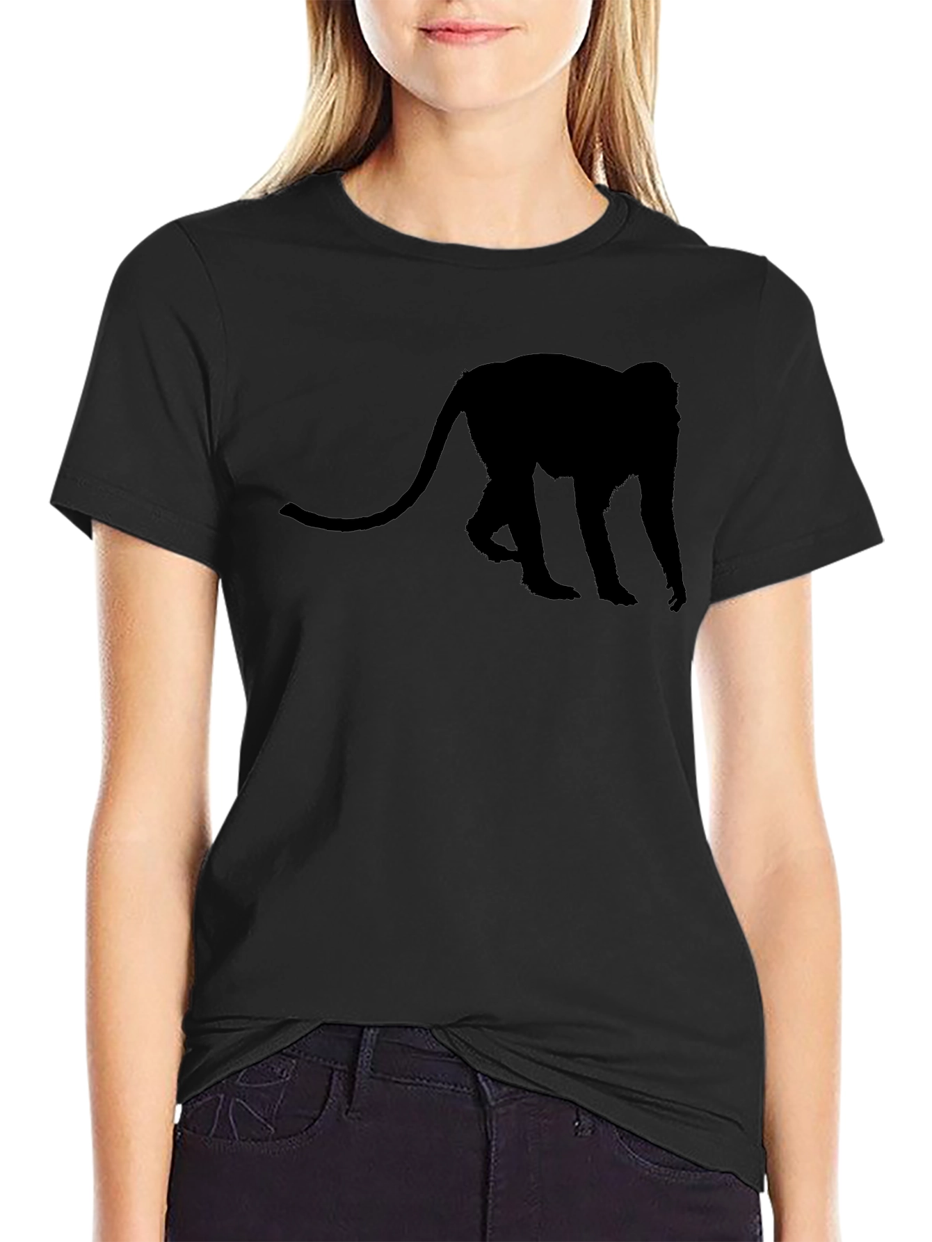 Monkey Silhouette Tee - Black Casual Comfort