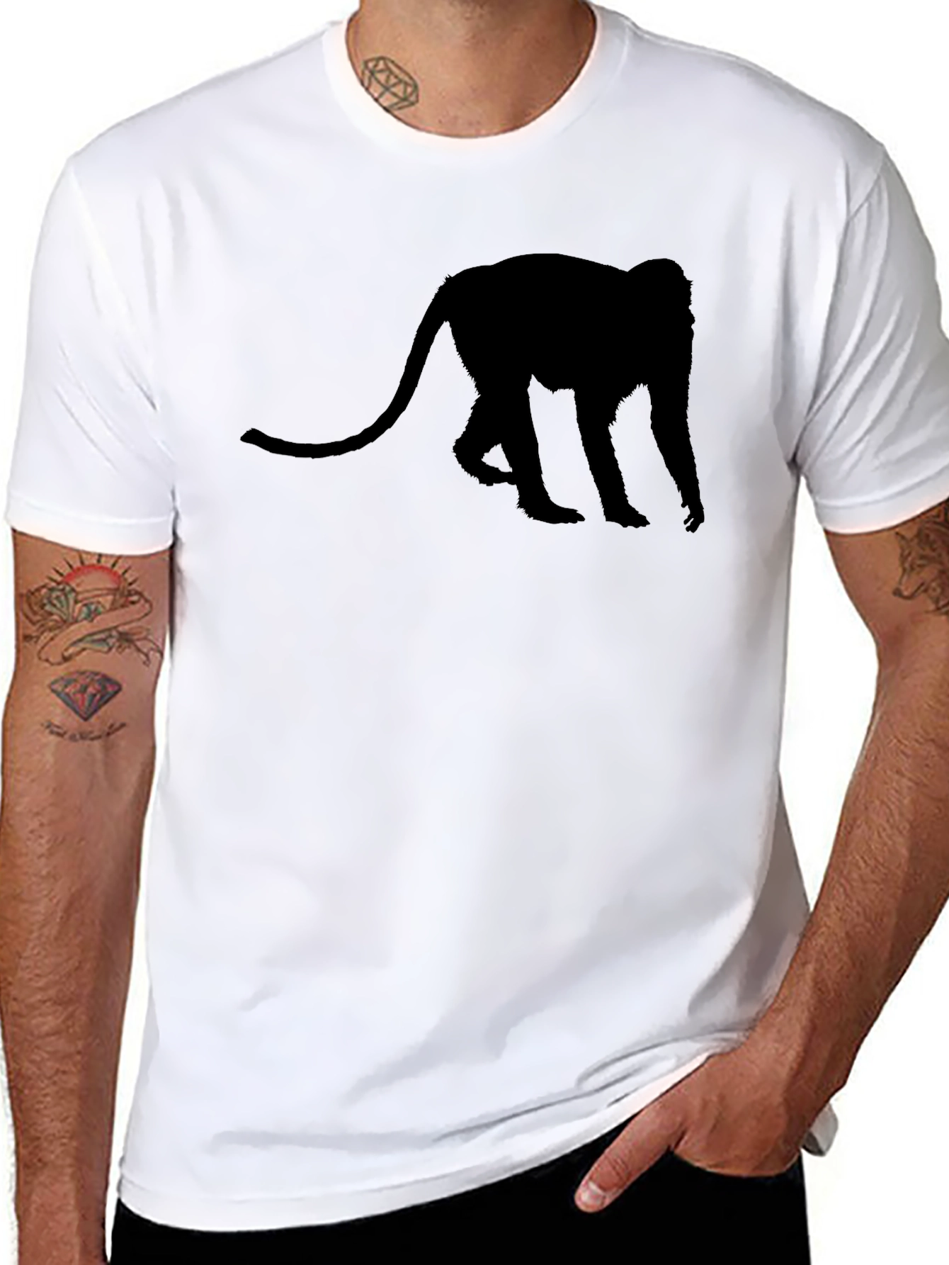 Monkey Silhouette Tee - Black Casual Comfort