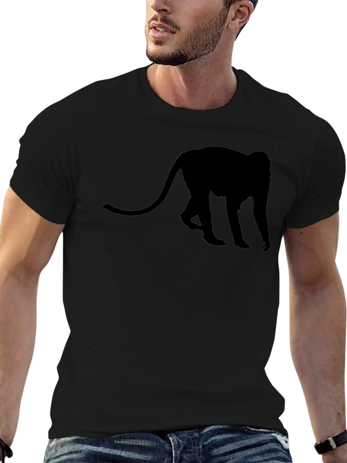 Monkey Silhouette Tee - Black Casual Comfort