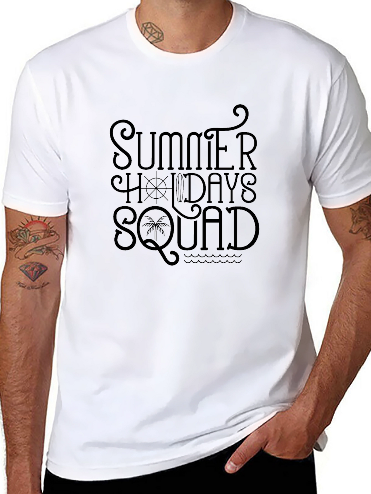 Summer Holiday Squad Black Graphic T-Shirt