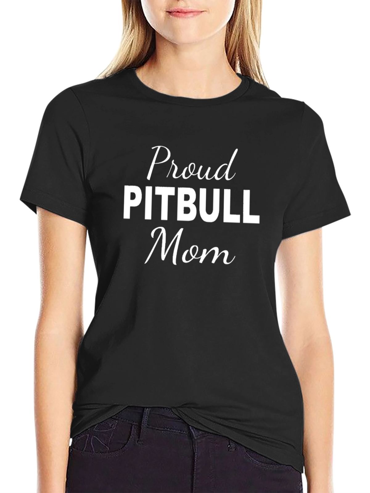 Proud Pitbull Mom T-Shirt Black Cotton