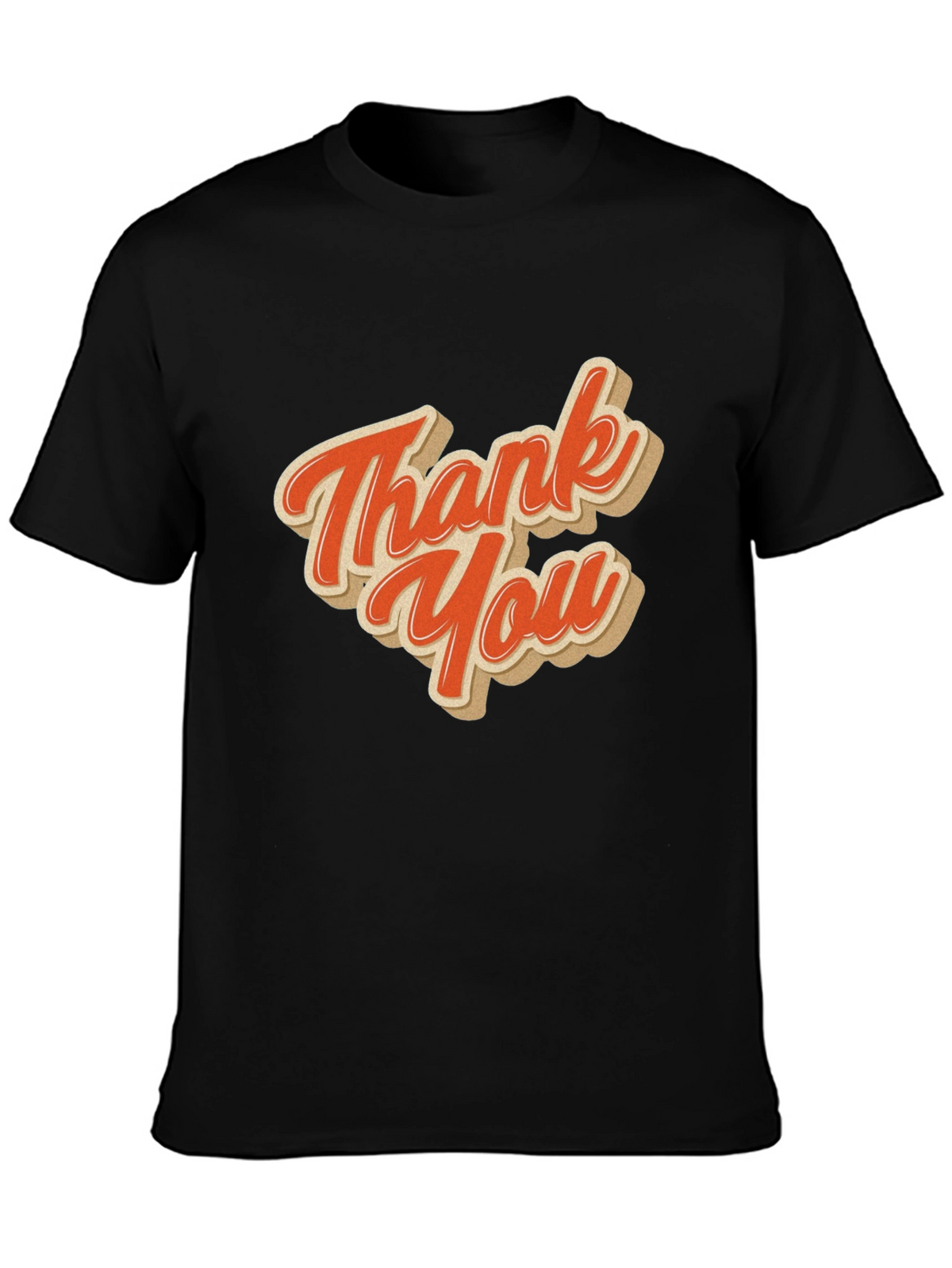 Retro Thank You Graphic Tee - Black Cotton Blend