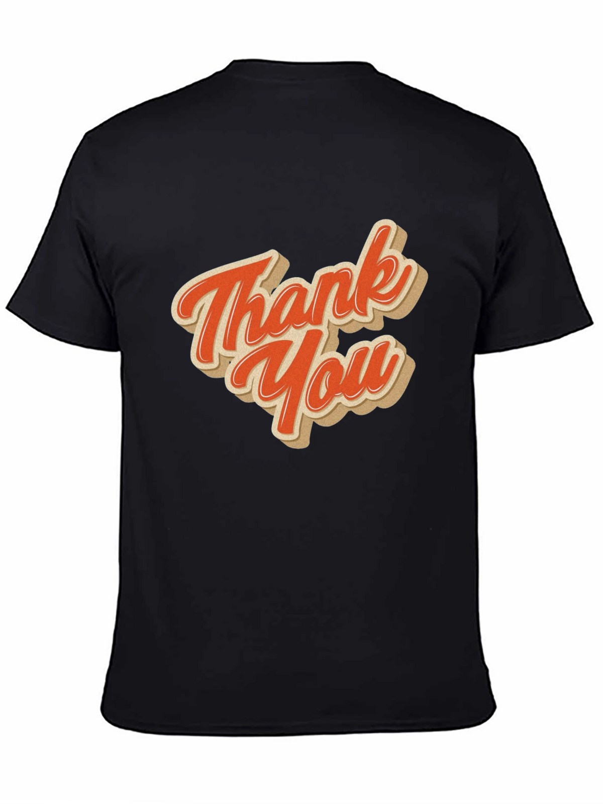 Retro Thank You Graphic Tee - Black Cotton Blend