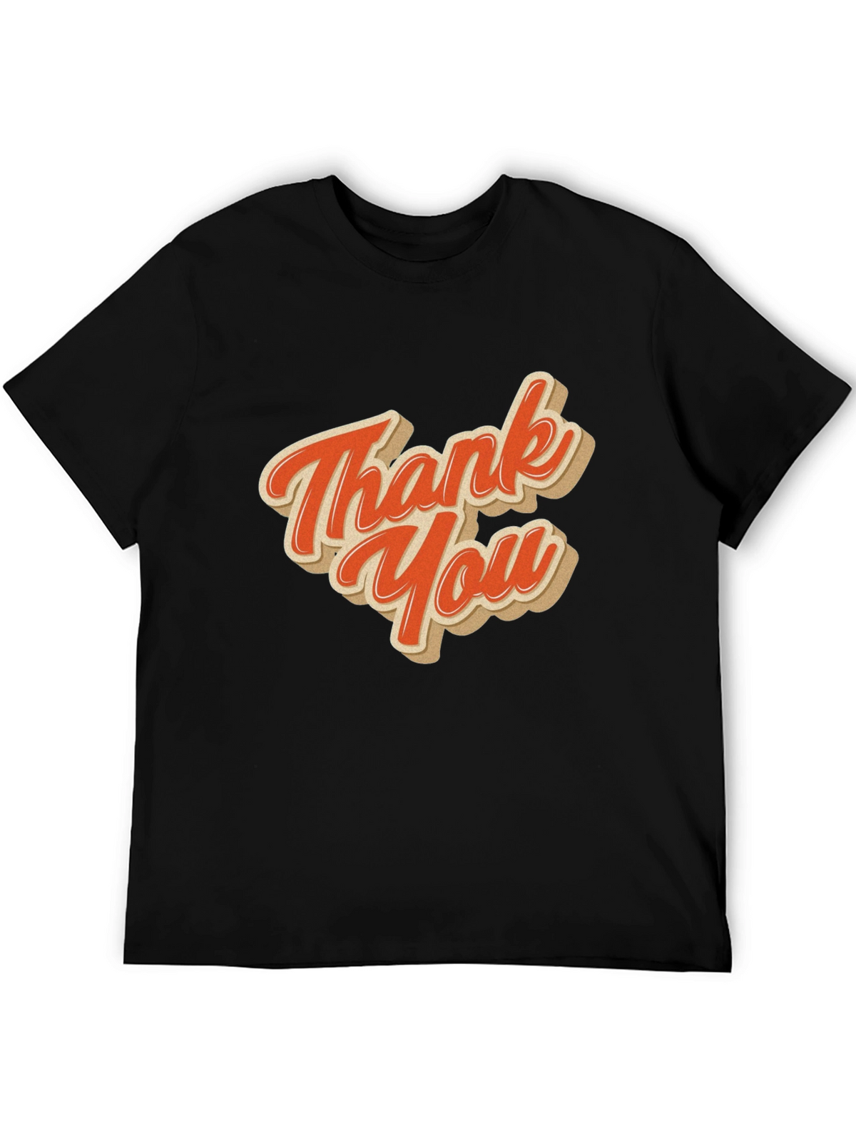 Retro Thank You Graphic Tee - Black Cotton Blend
