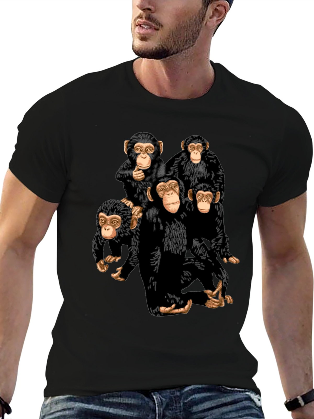 Monkey Business Graphic Tee - Black Cotton