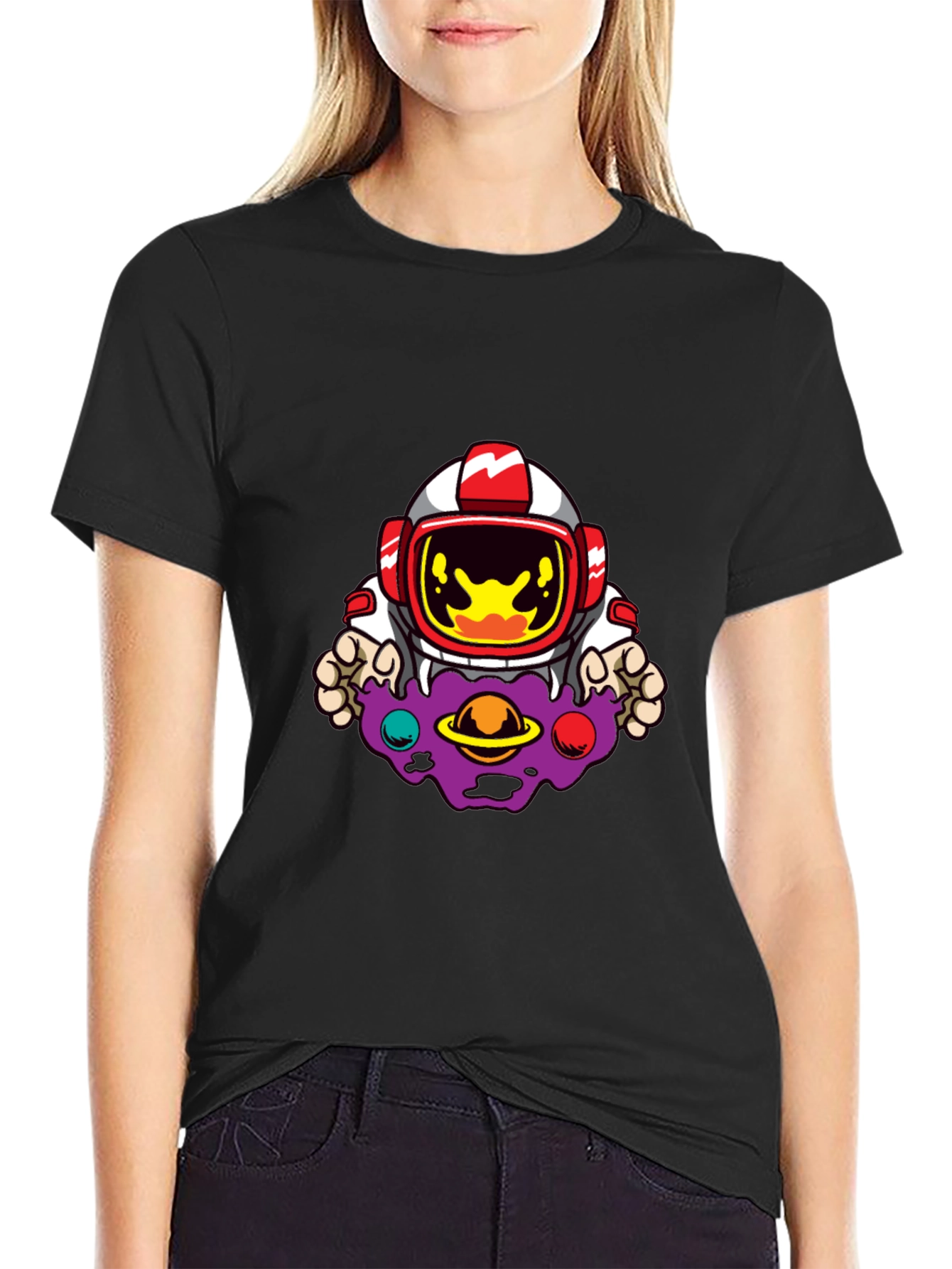 Astronaut Galaxy Graphic Black T-Shirt
