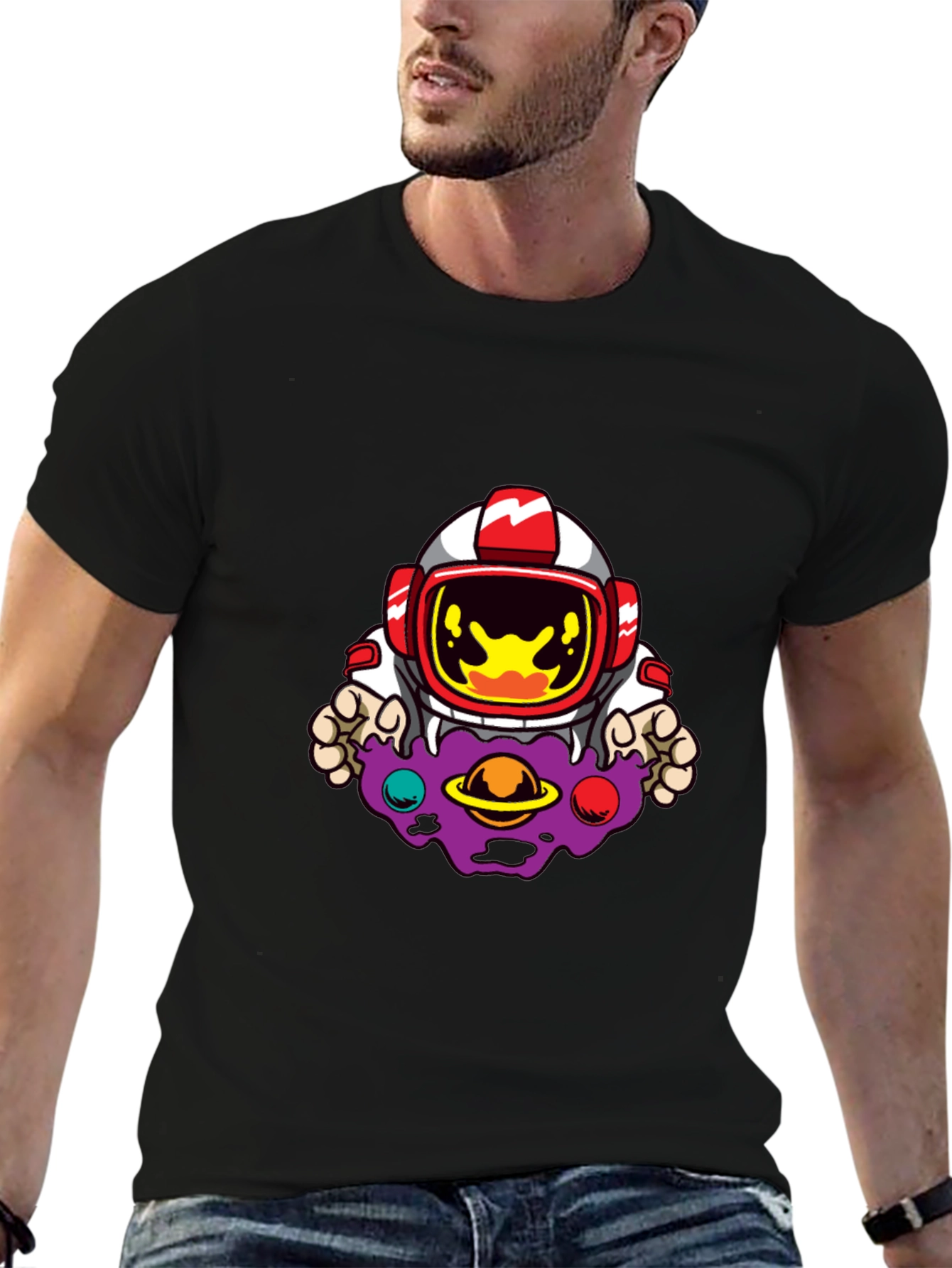 Astronaut Galaxy Graphic Black T-Shirt