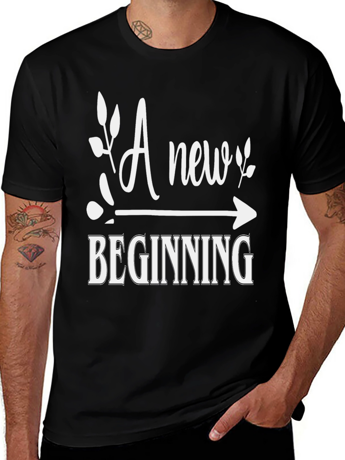 New Beginning Graphic Tee - Stylish Black Shirt