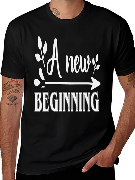 New Beginning Graphic Tee - Stylish Black Shirt
