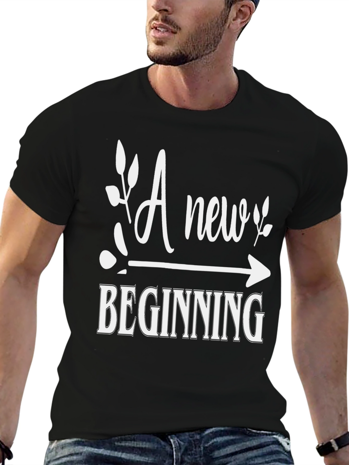New Beginning Graphic Tee - Stylish Black Shirt
