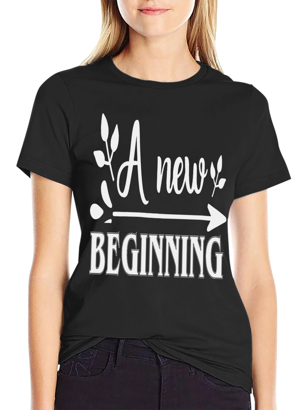 New Beginning Graphic Tee - Stylish Black Shirt