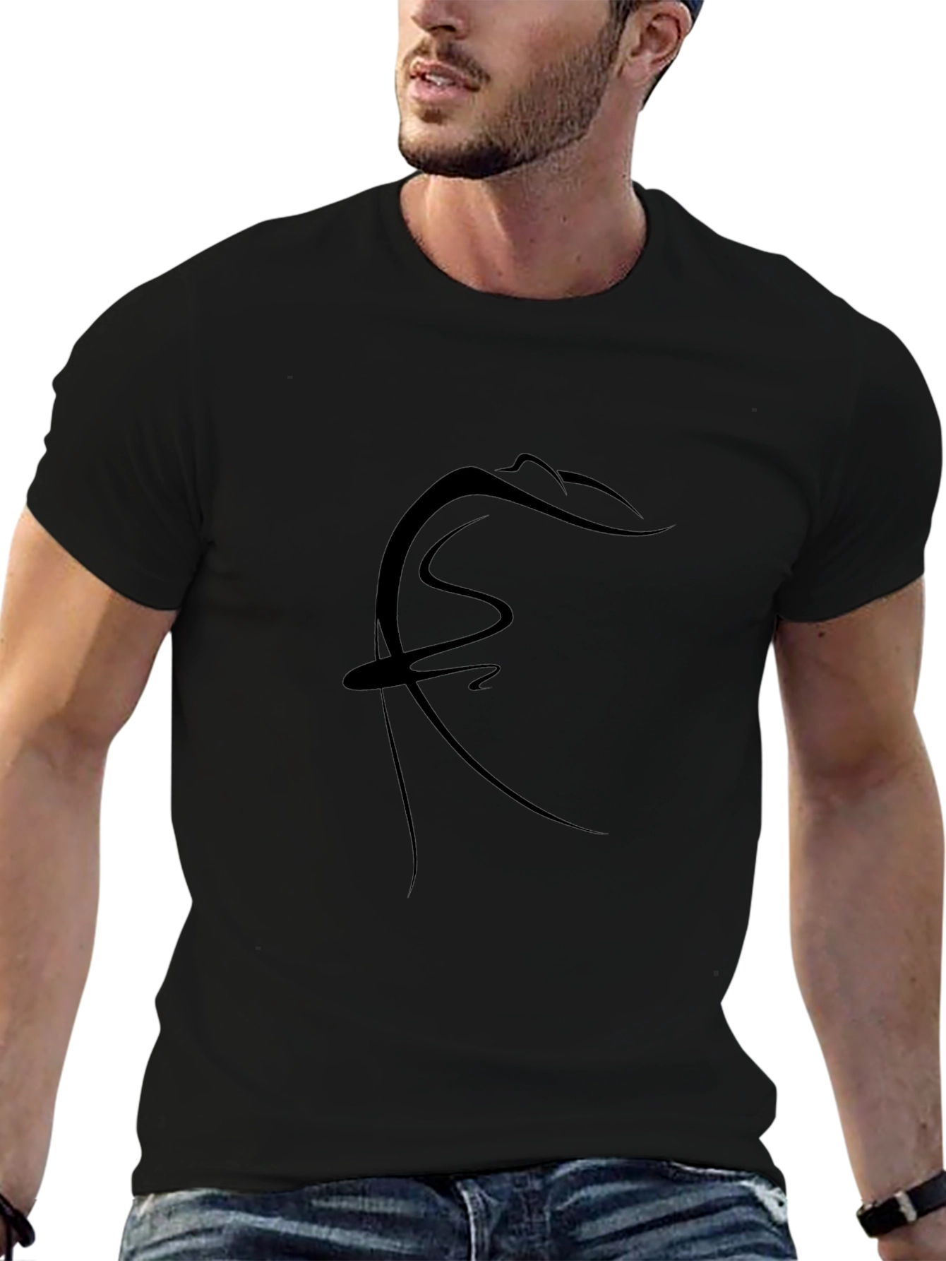 Minimalist Abstract Art Black T-Shirt