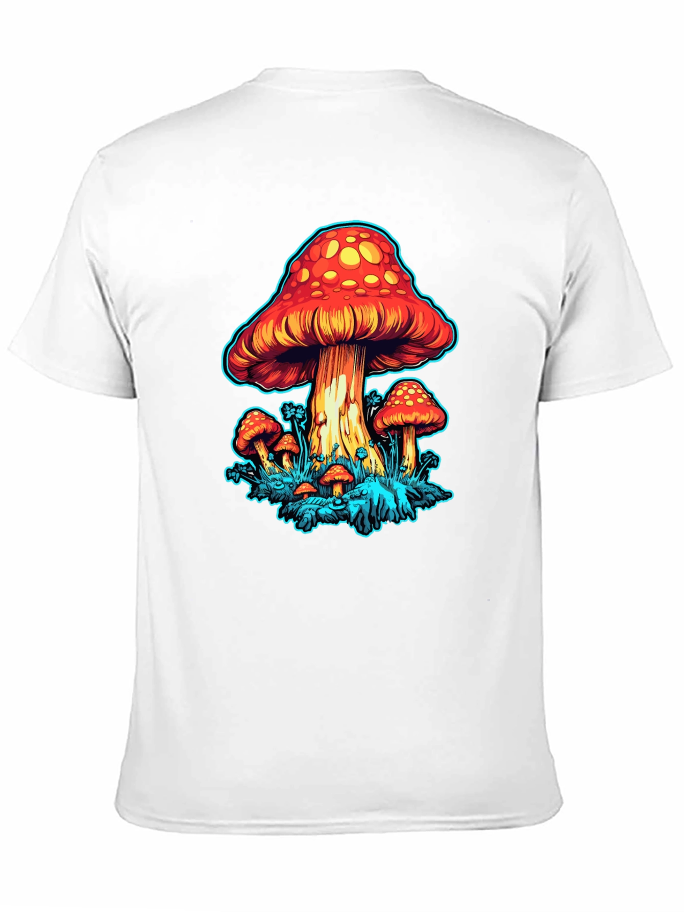 Psychedelic Mushroom Graphic Tee - Black Cotton