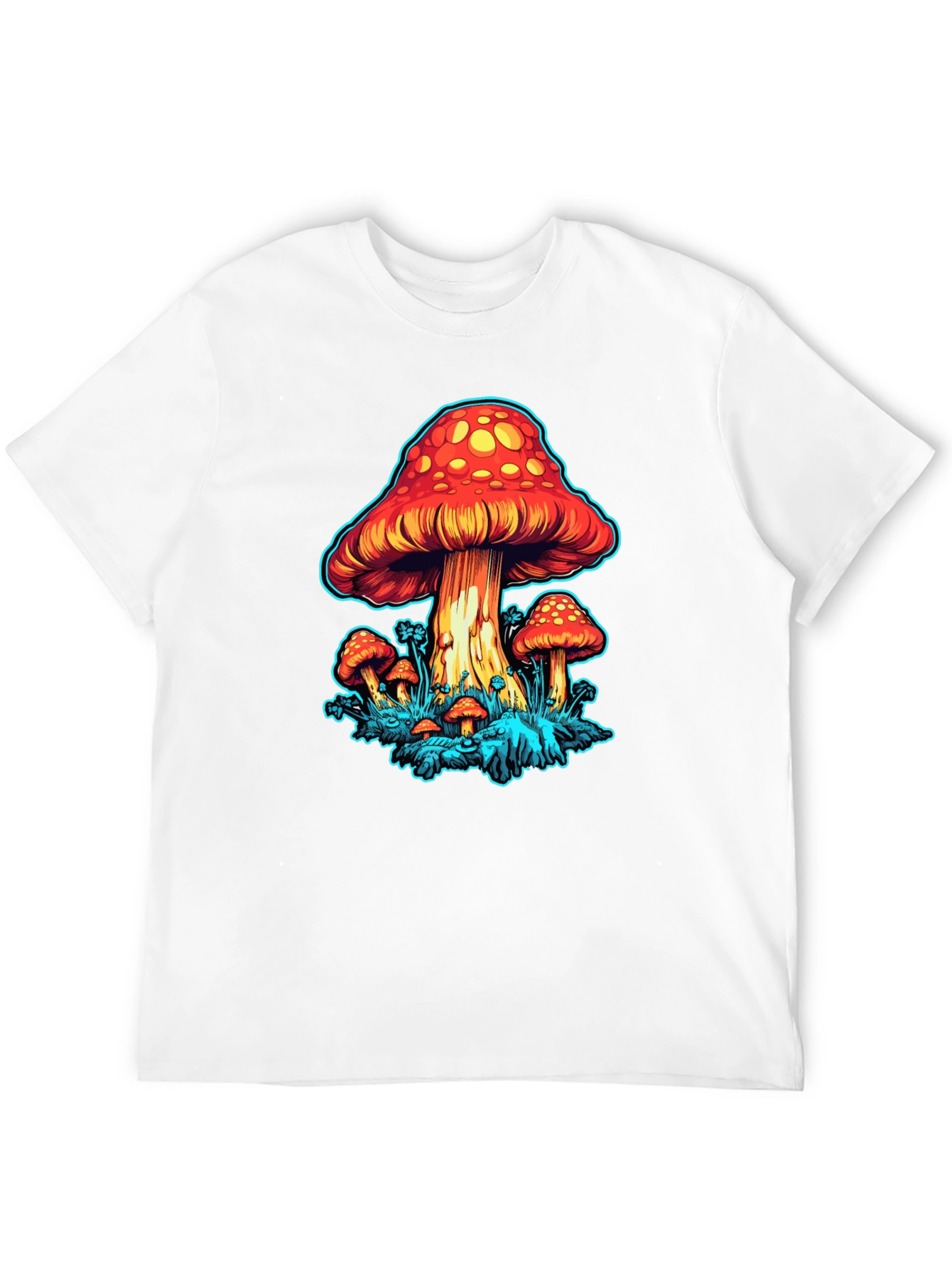 Psychedelic Mushroom Graphic Tee - Black Cotton