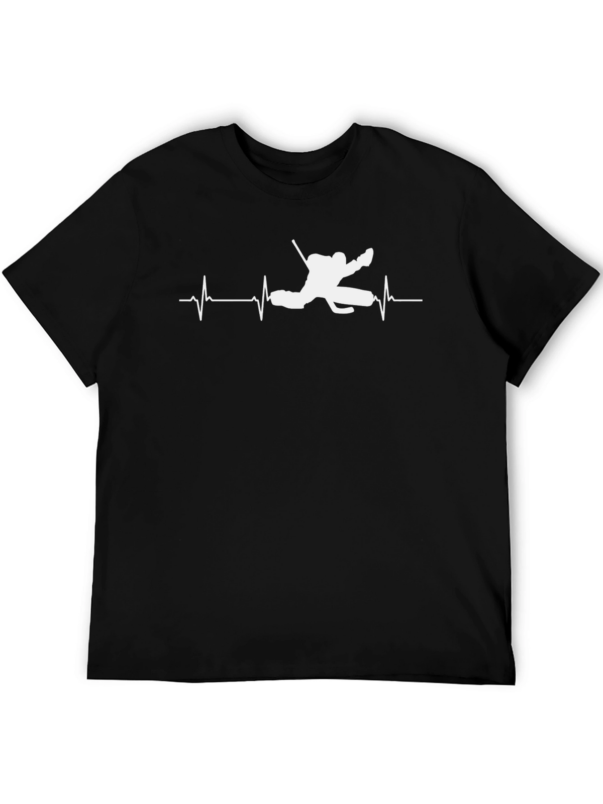 Hockey Goalie Heartbeat T-Shirt - Black