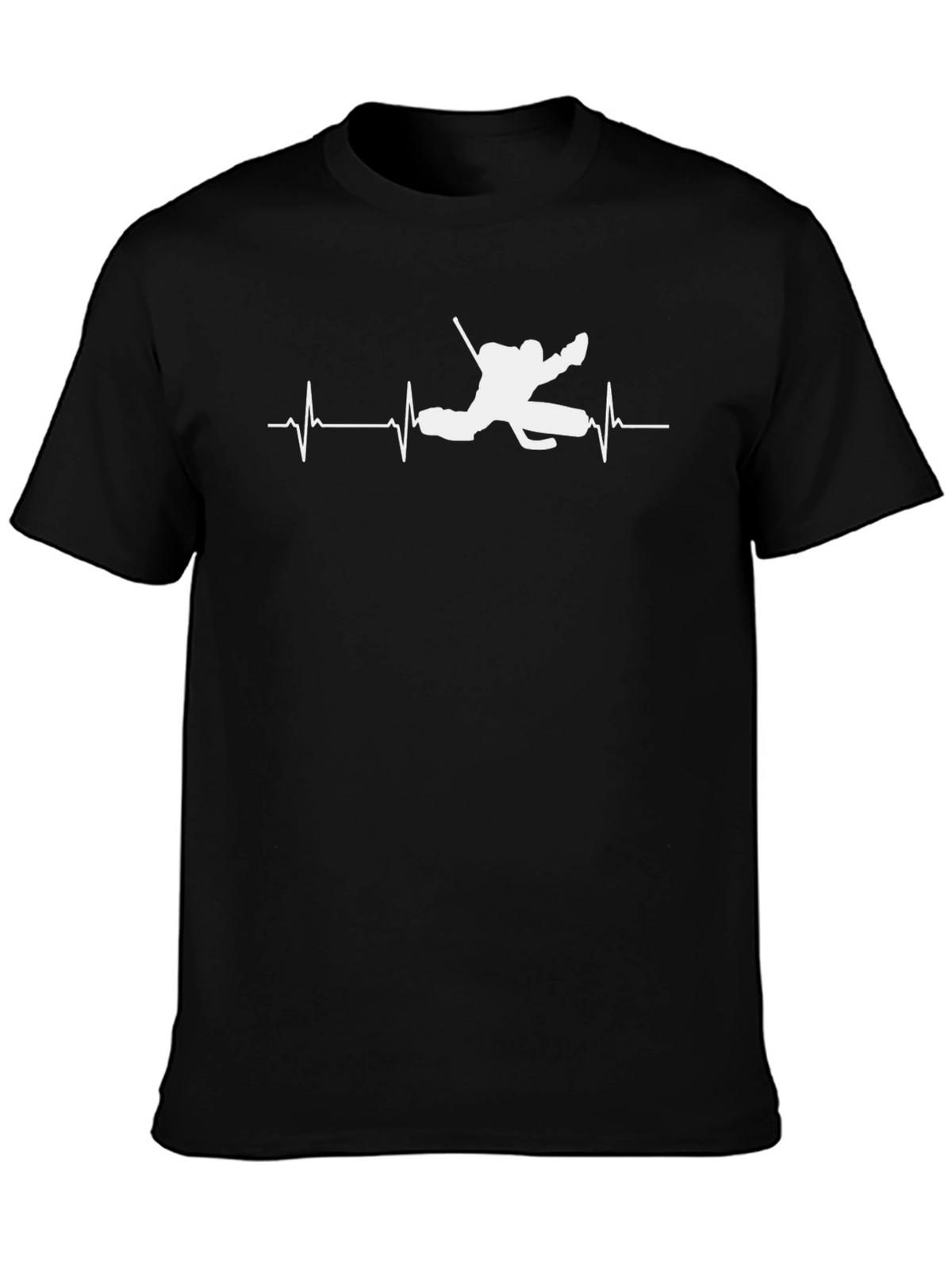 Hockey Goalie Heartbeat T-Shirt - Black