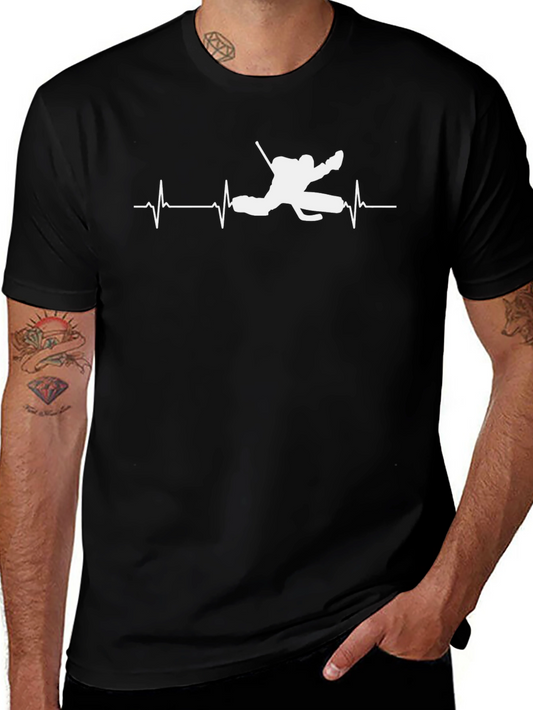 Hockey Goalie Heartbeat T-Shirt - Black