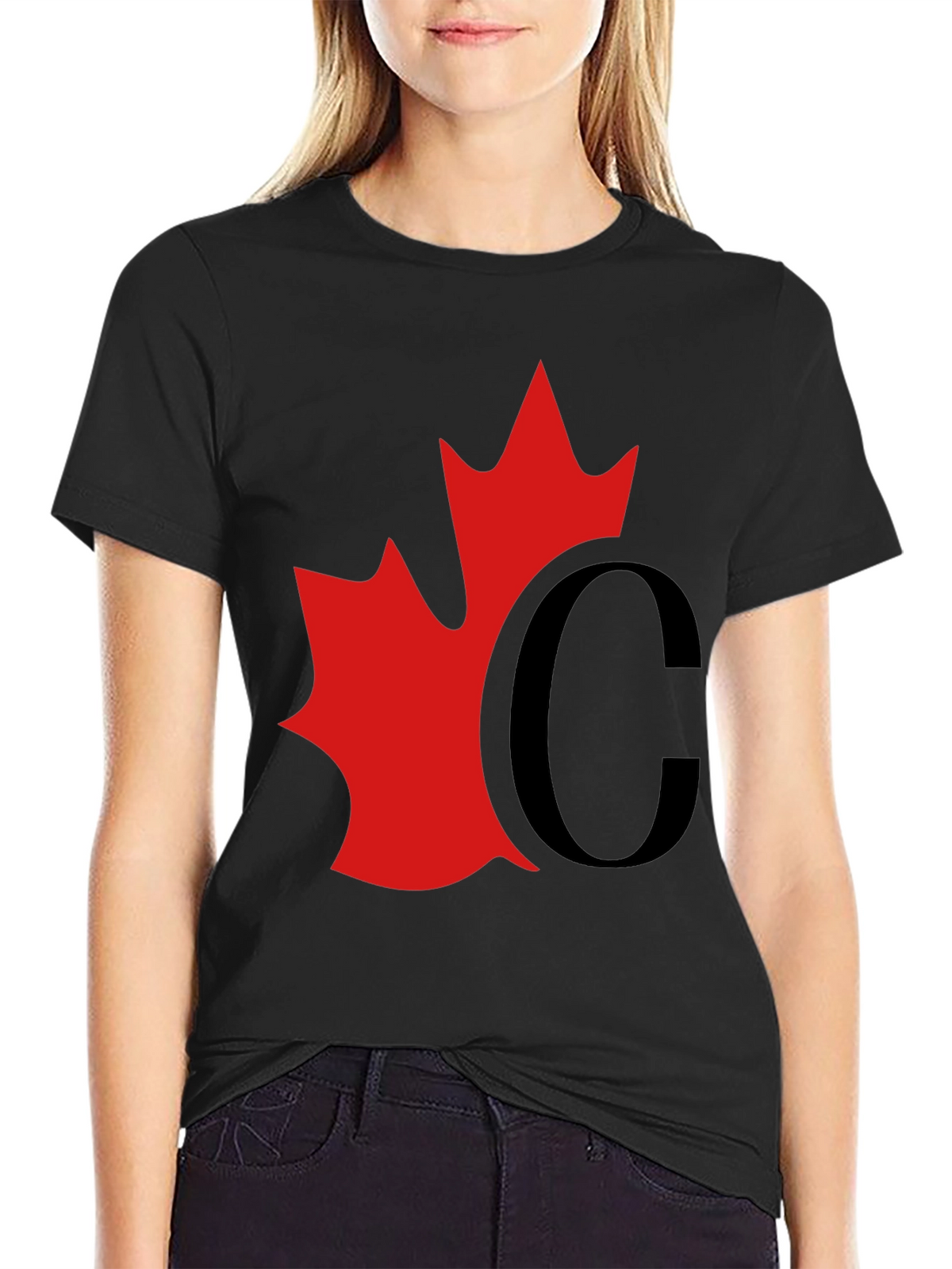 Red Leaf Black Tee