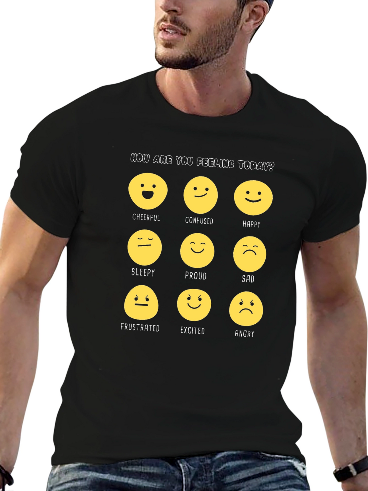 Emotion Faces Graphic T-Shirt: How Are You Feeling Today?