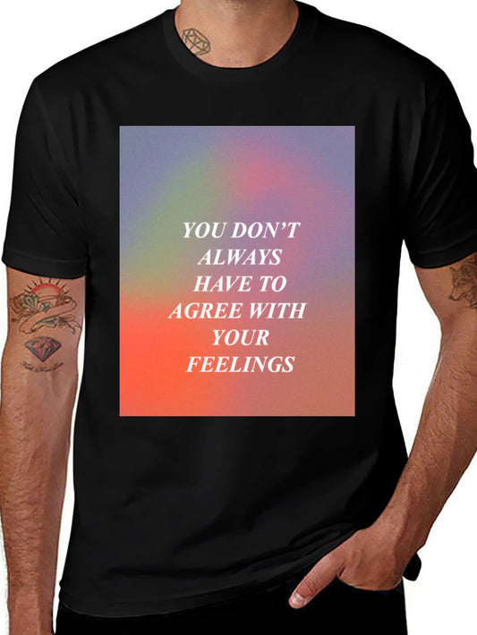 Mens Black Graphic T-Shirt: Feelings