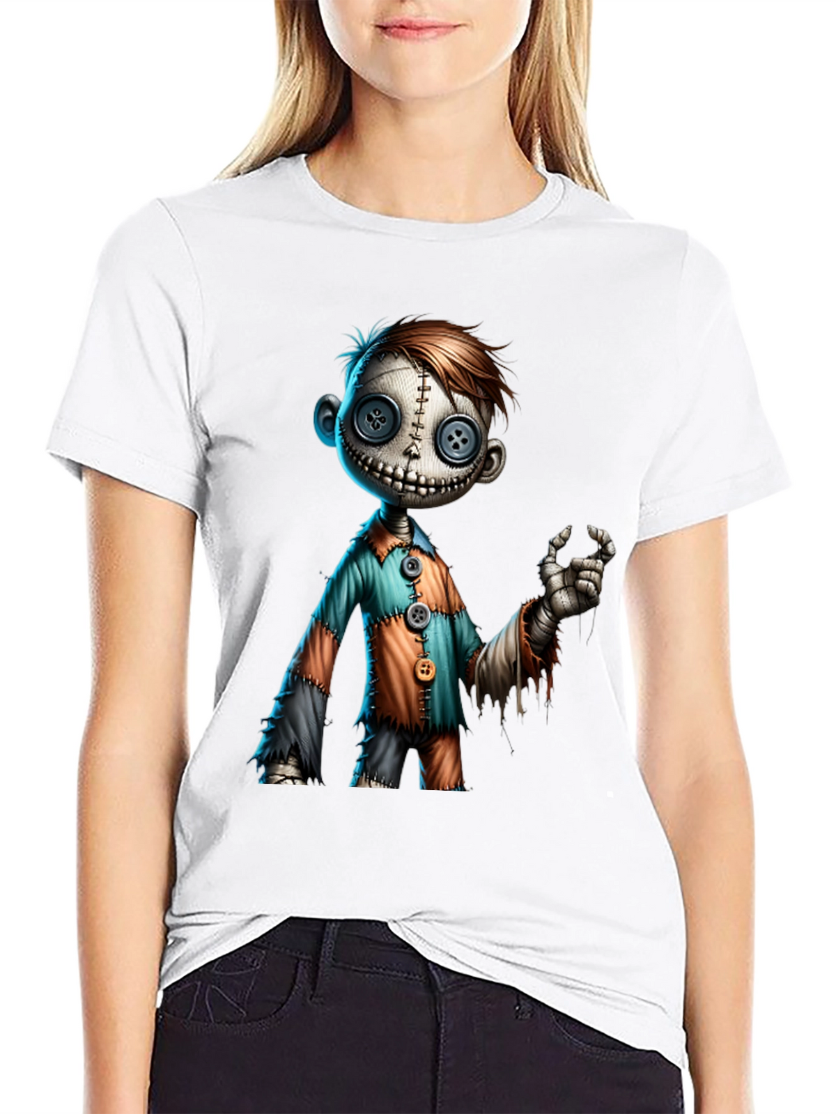 Creepy Doll Graphic Tee - Unique Halloween Shirt