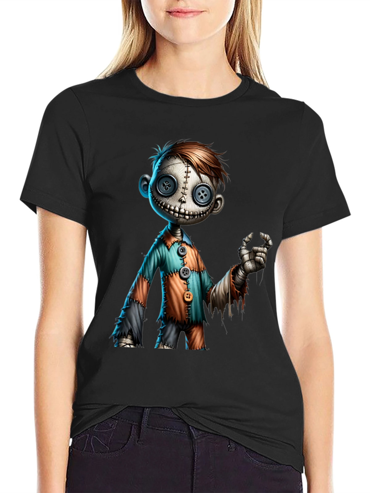 Creepy Doll Graphic Tee - Unique Halloween Shirt