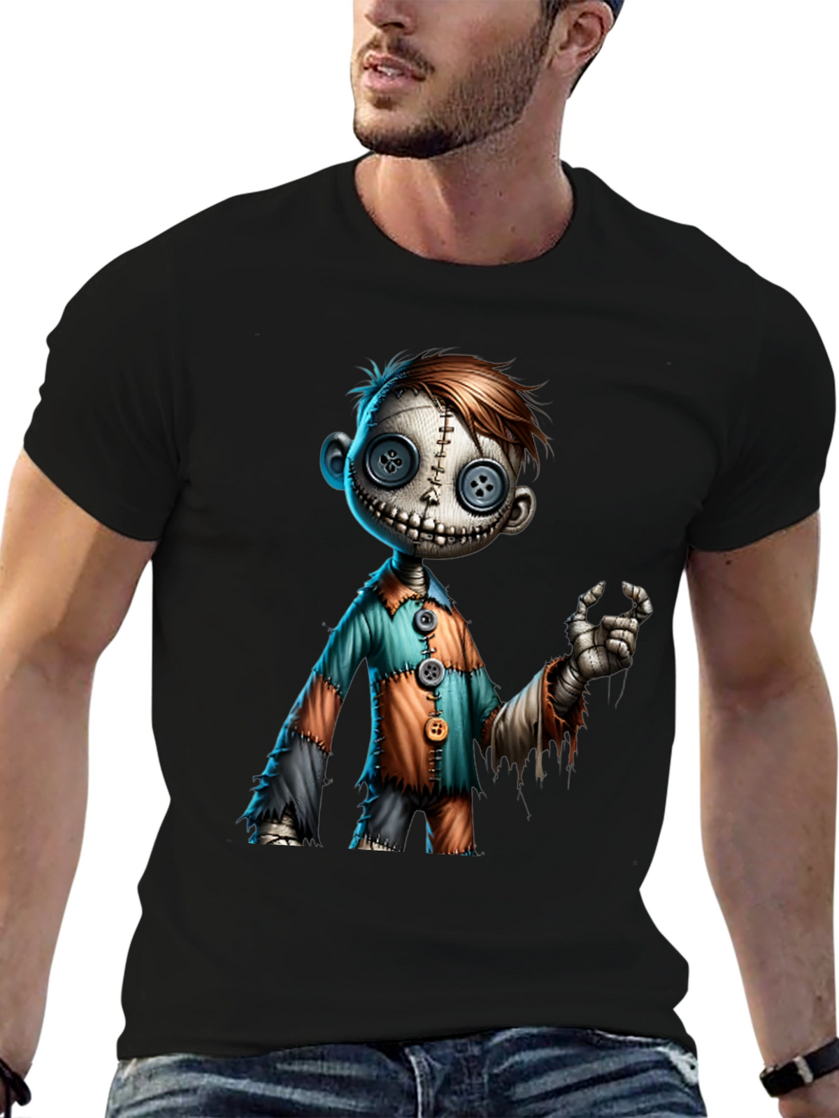 Creepy Doll Graphic Tee - Unique Halloween Shirt