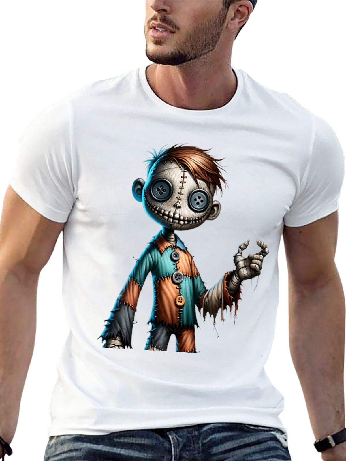 Creepy Doll Graphic Tee - Unique Halloween Shirt