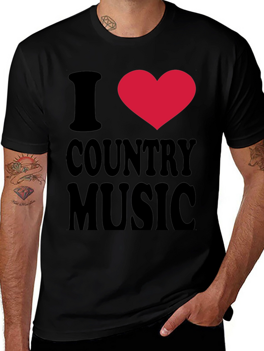 I Love Country Music Black T-Shirt