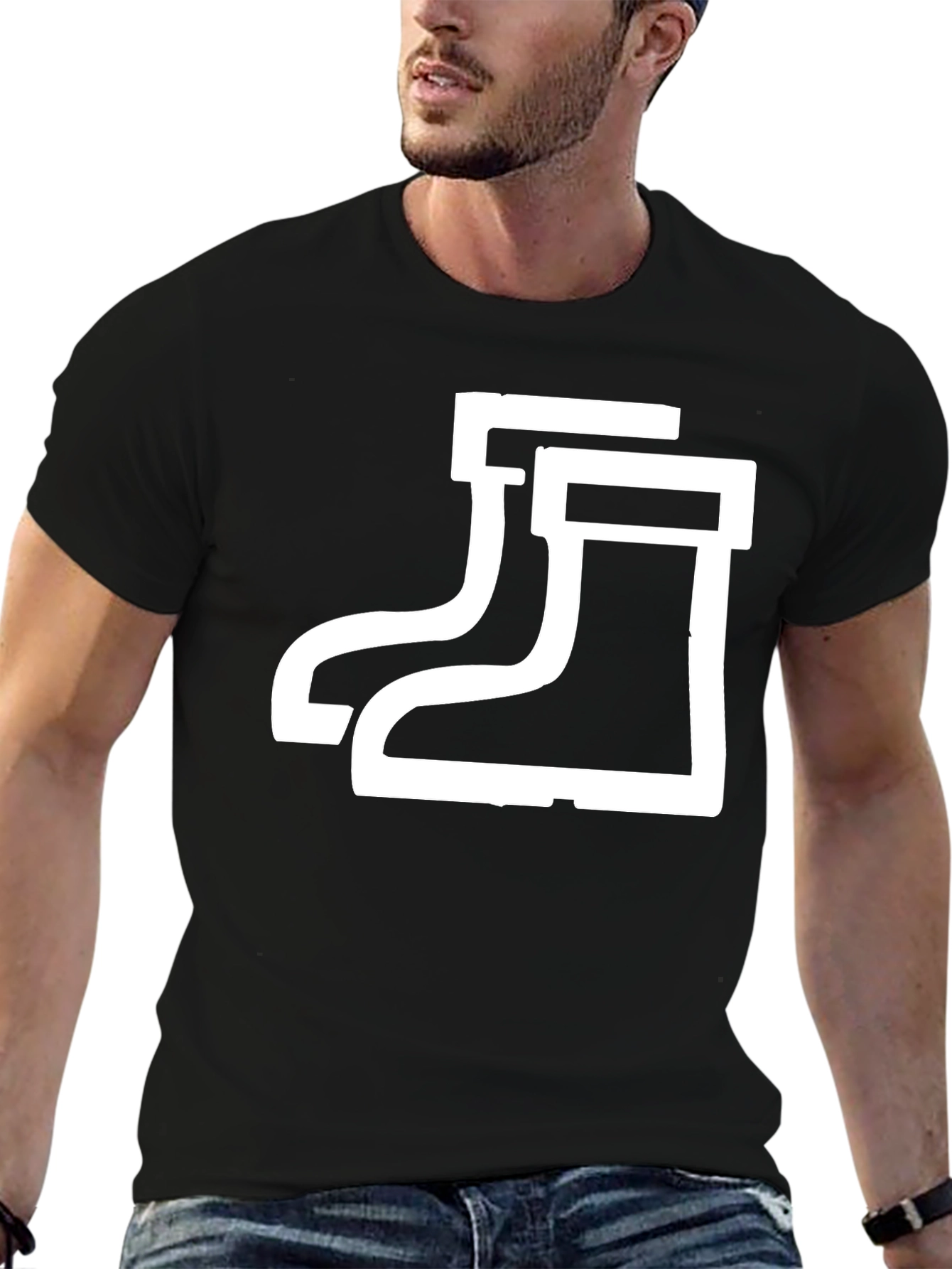 Rubber Boots Graphic Tee - Black Cotton Shirt