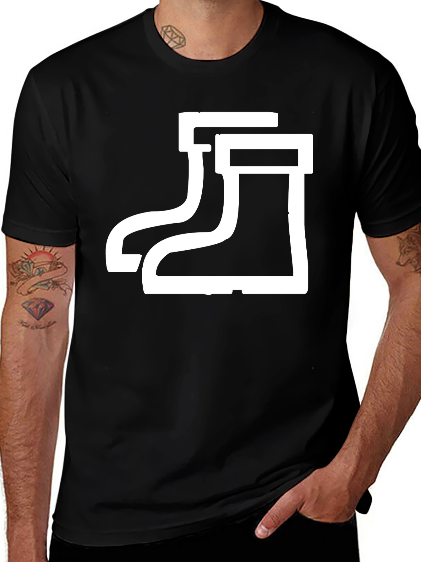 Rubber Boots Graphic Tee - Black Cotton Shirt