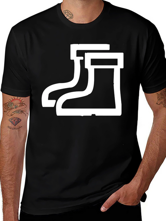 Rubber Boots Graphic Tee - Black Cotton Shirt