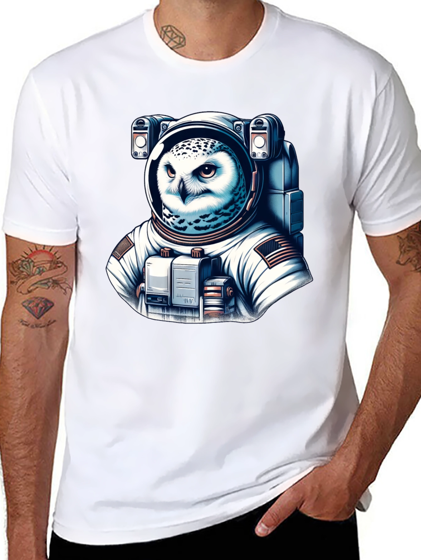 Owl Astronaut Graphic T-Shirt - Space Explorer Tee