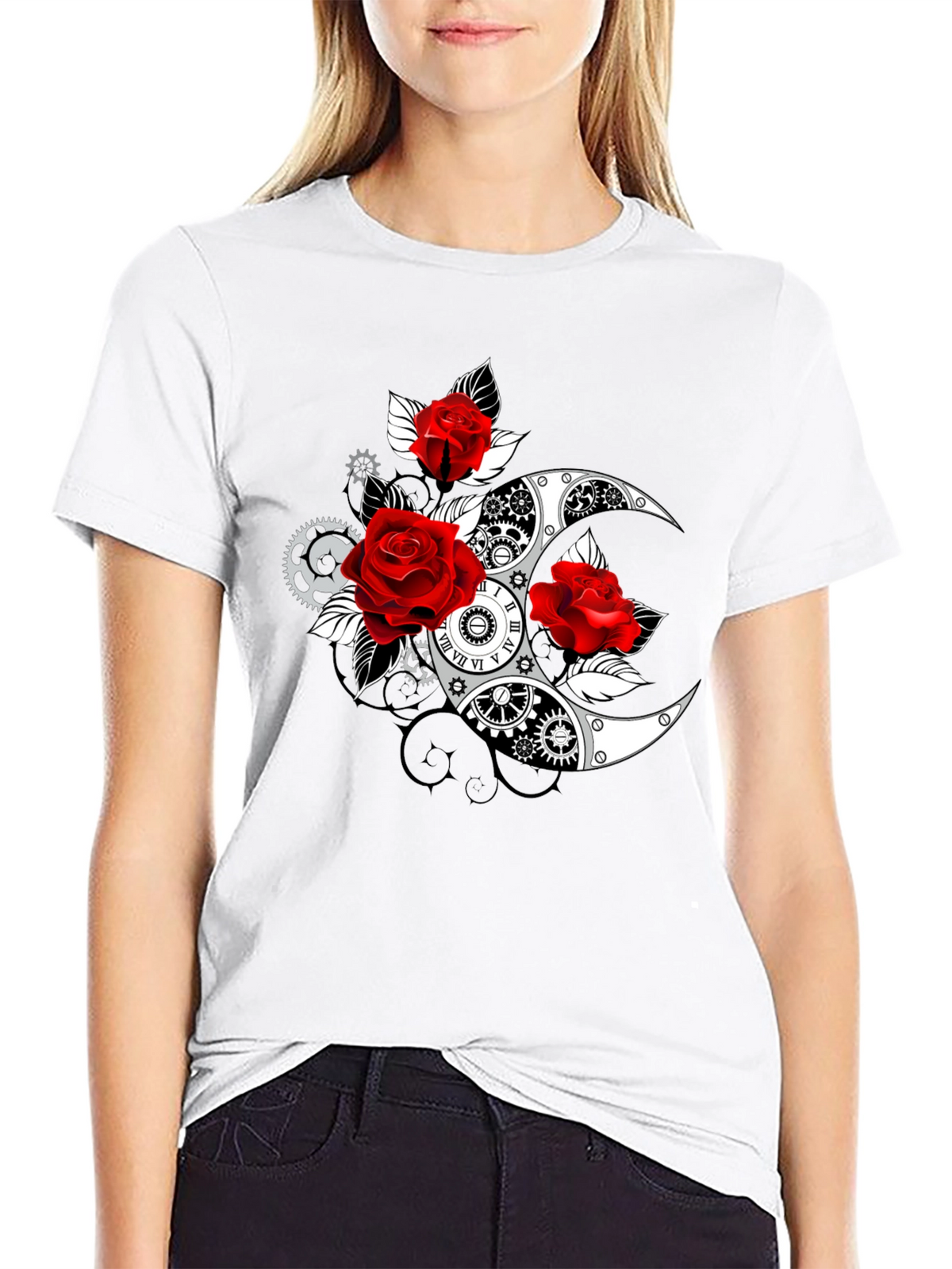 Steampunk Rose Moon T-Shirt