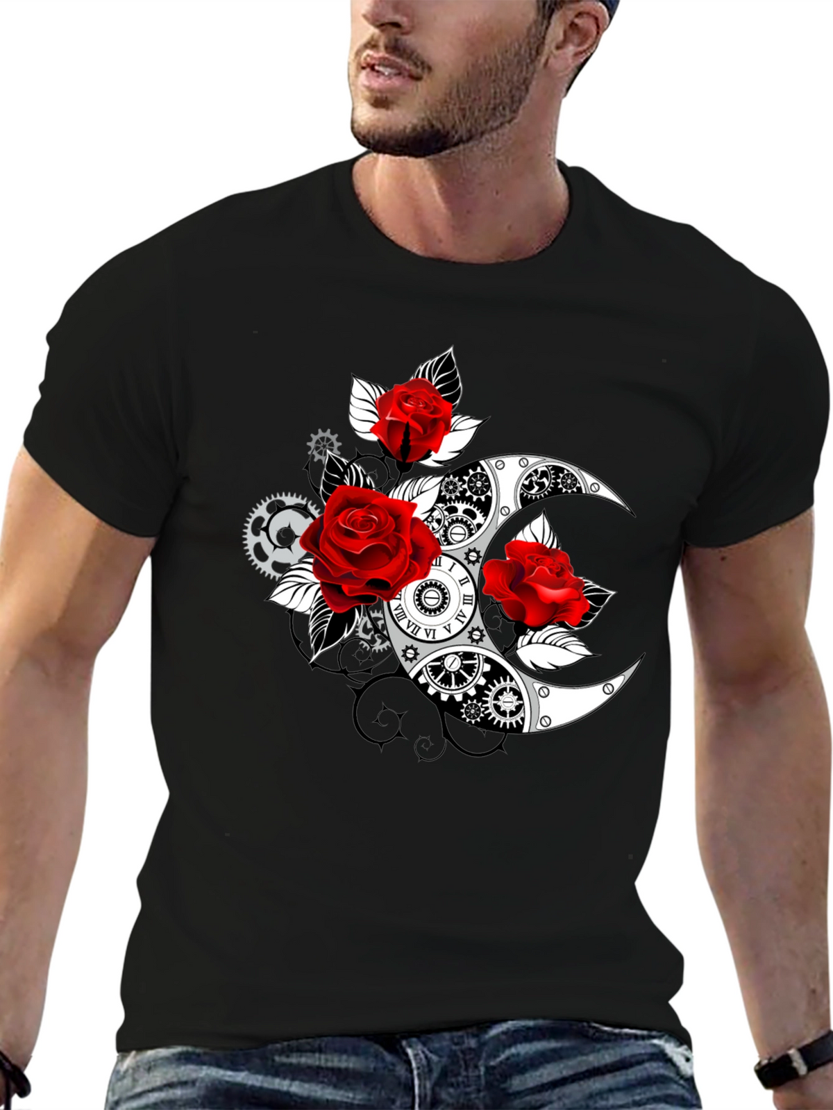 Steampunk Rose Moon T-Shirt