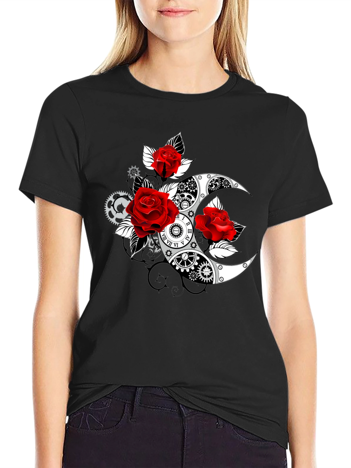 Steampunk Rose Moon T-Shirt