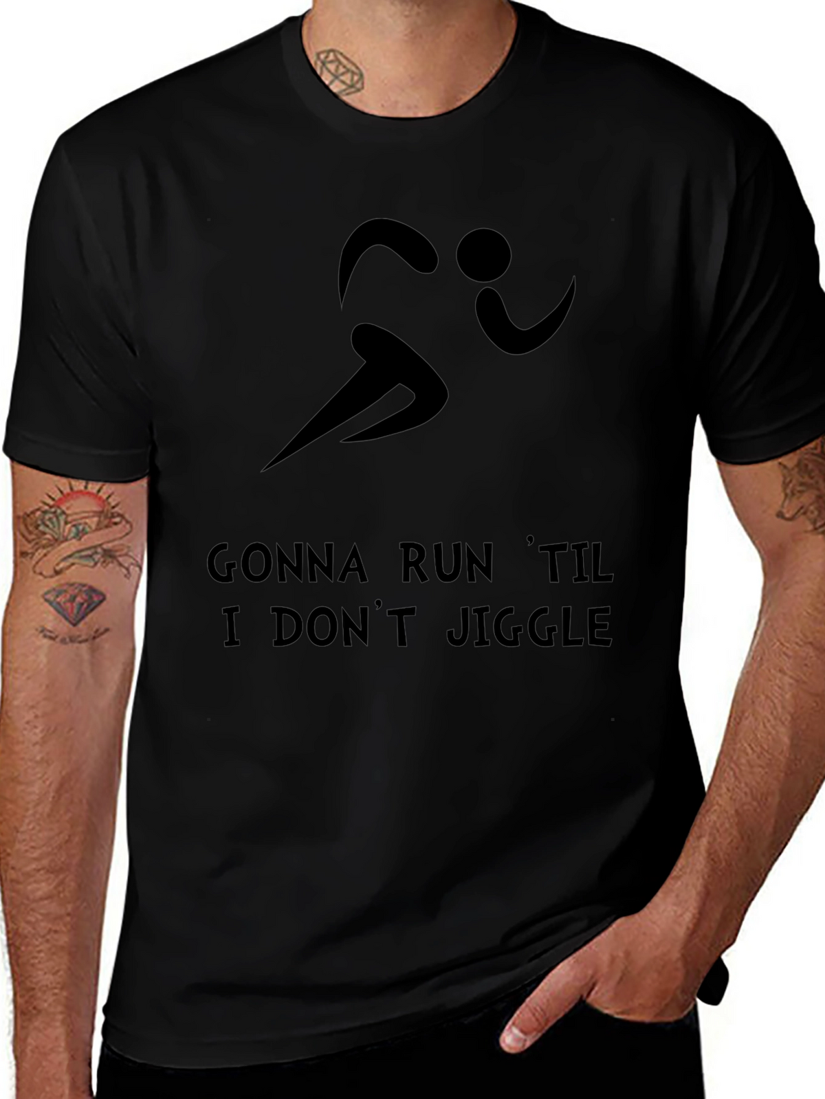Gonna Run Til I Dont Jiggle Black T-Shirt