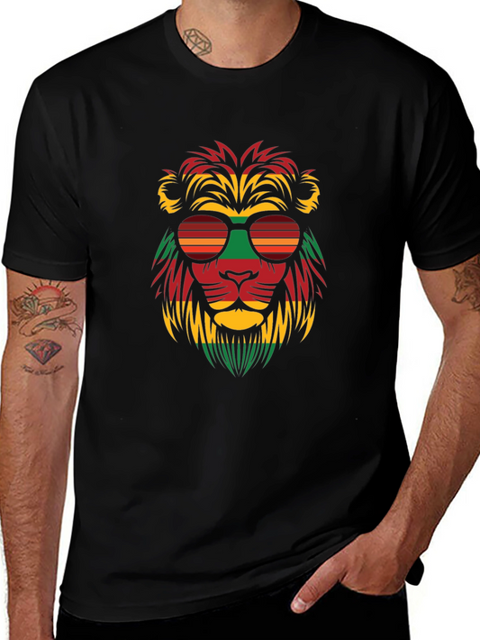 Cool Reggae Lion Graphic Tee - Black
