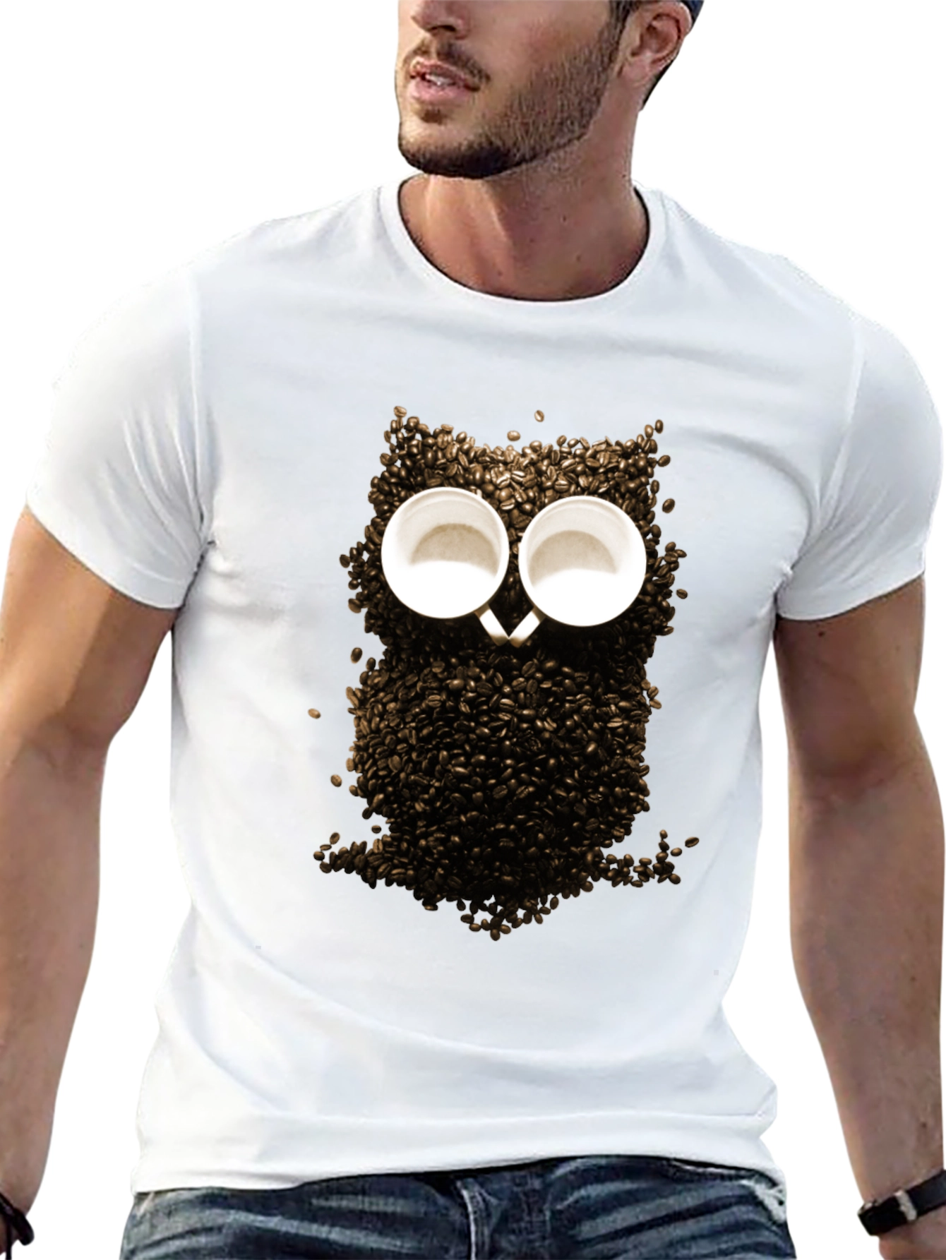 Coffee Bean Owl Graphic T-Shirt - Unique Design
