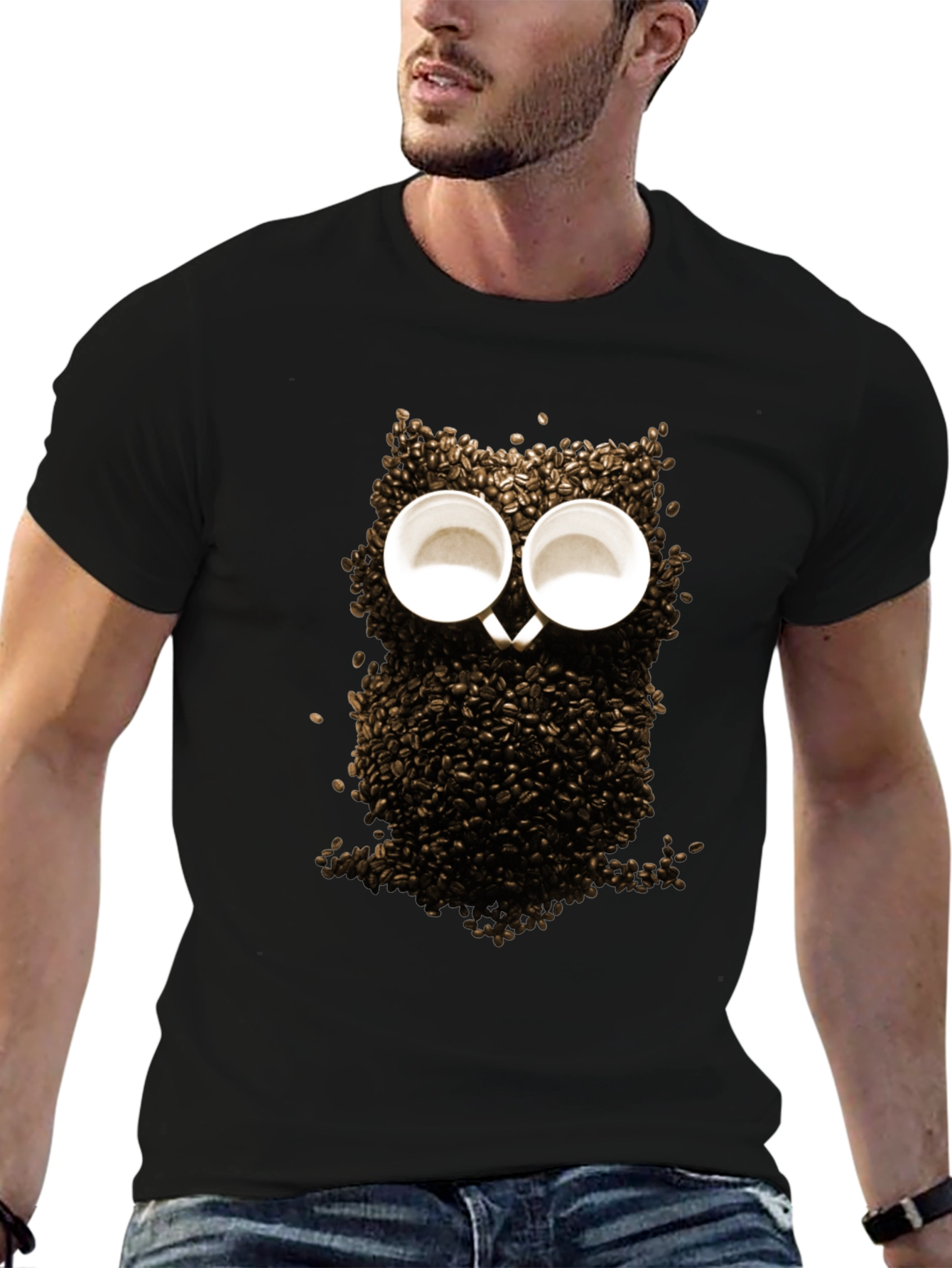 Coffee Bean Owl Graphic T-Shirt - Unique Design