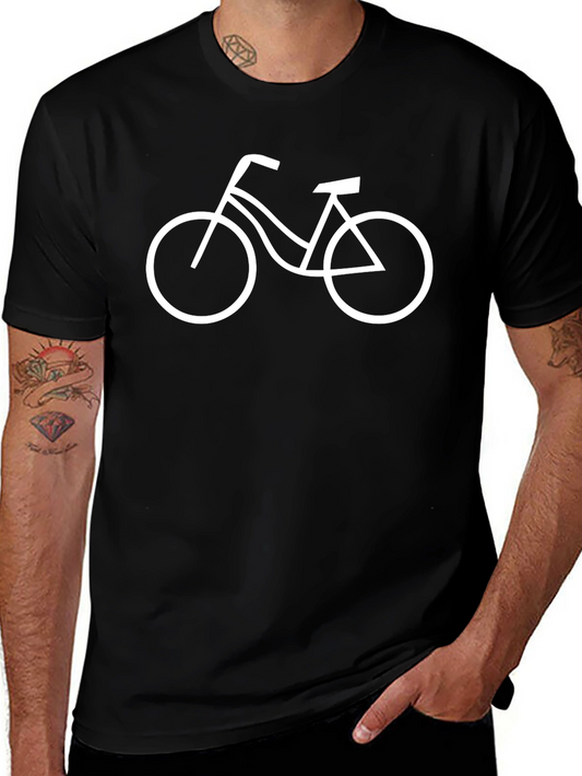 Minimalist Bike Graphic Tee - Black Cotton Shirt