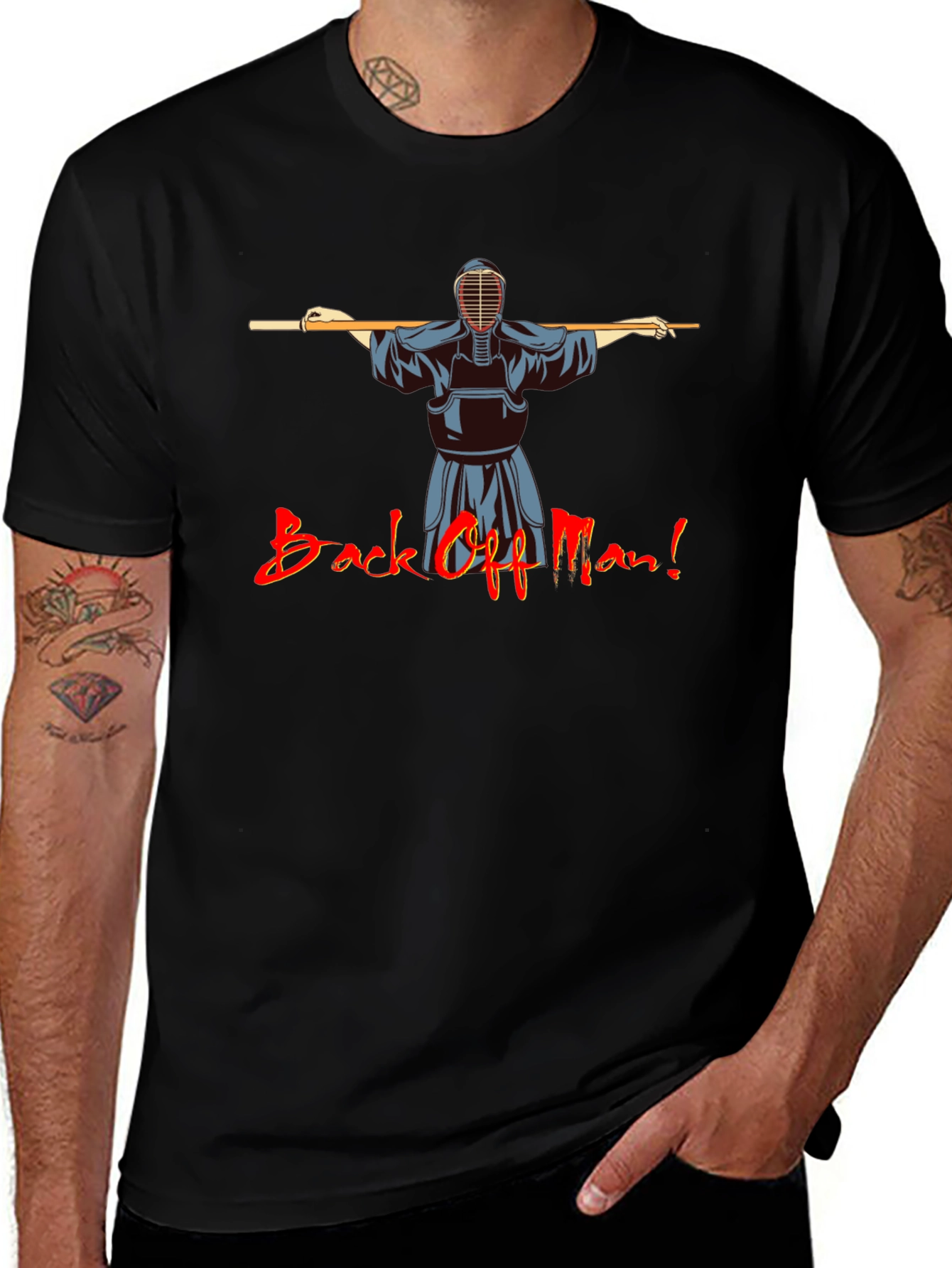 Back Off Man! Kendo Martial Arts Black T-Shirt