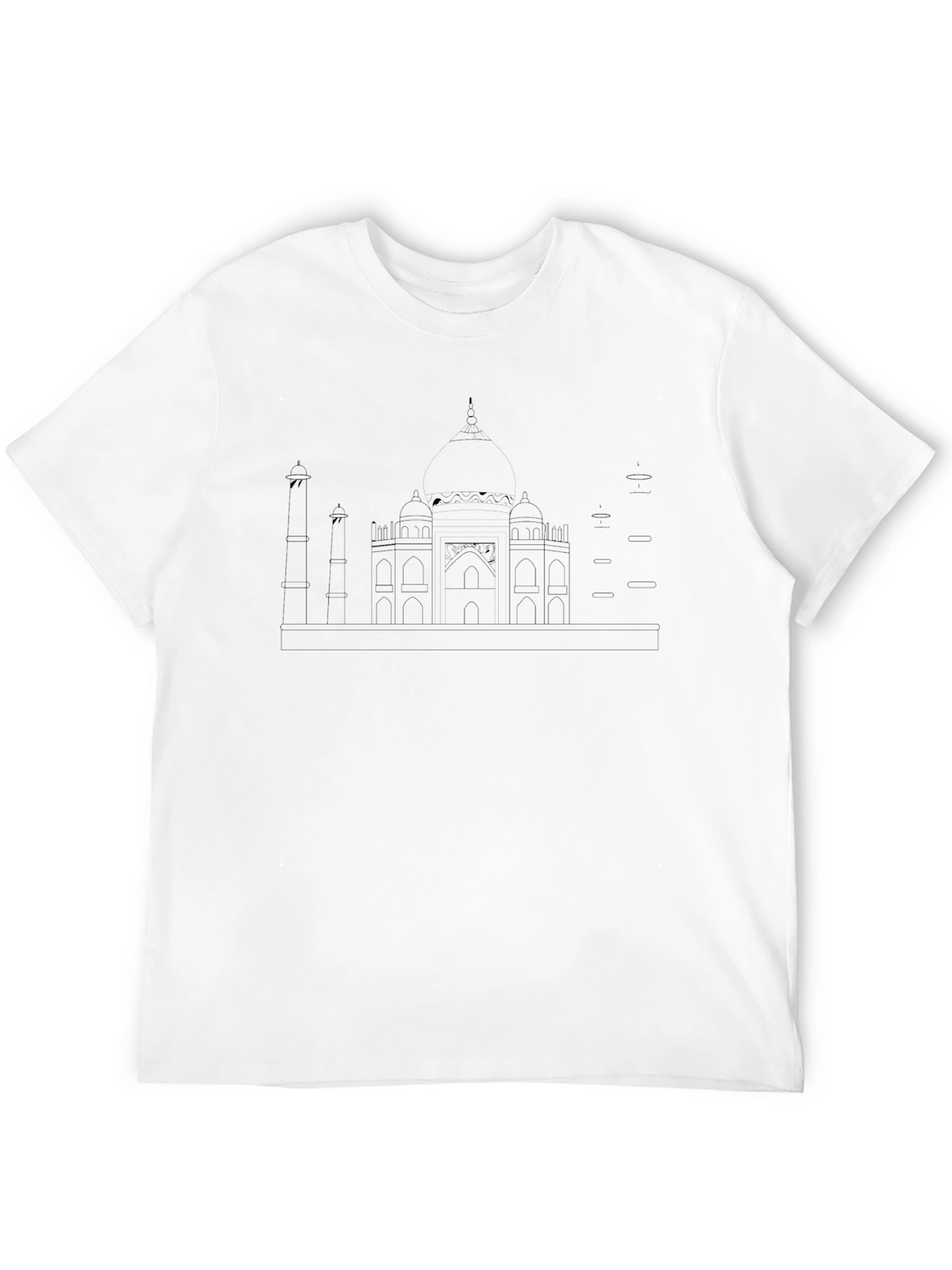Taj Mahal Line Art Black T-Shirt