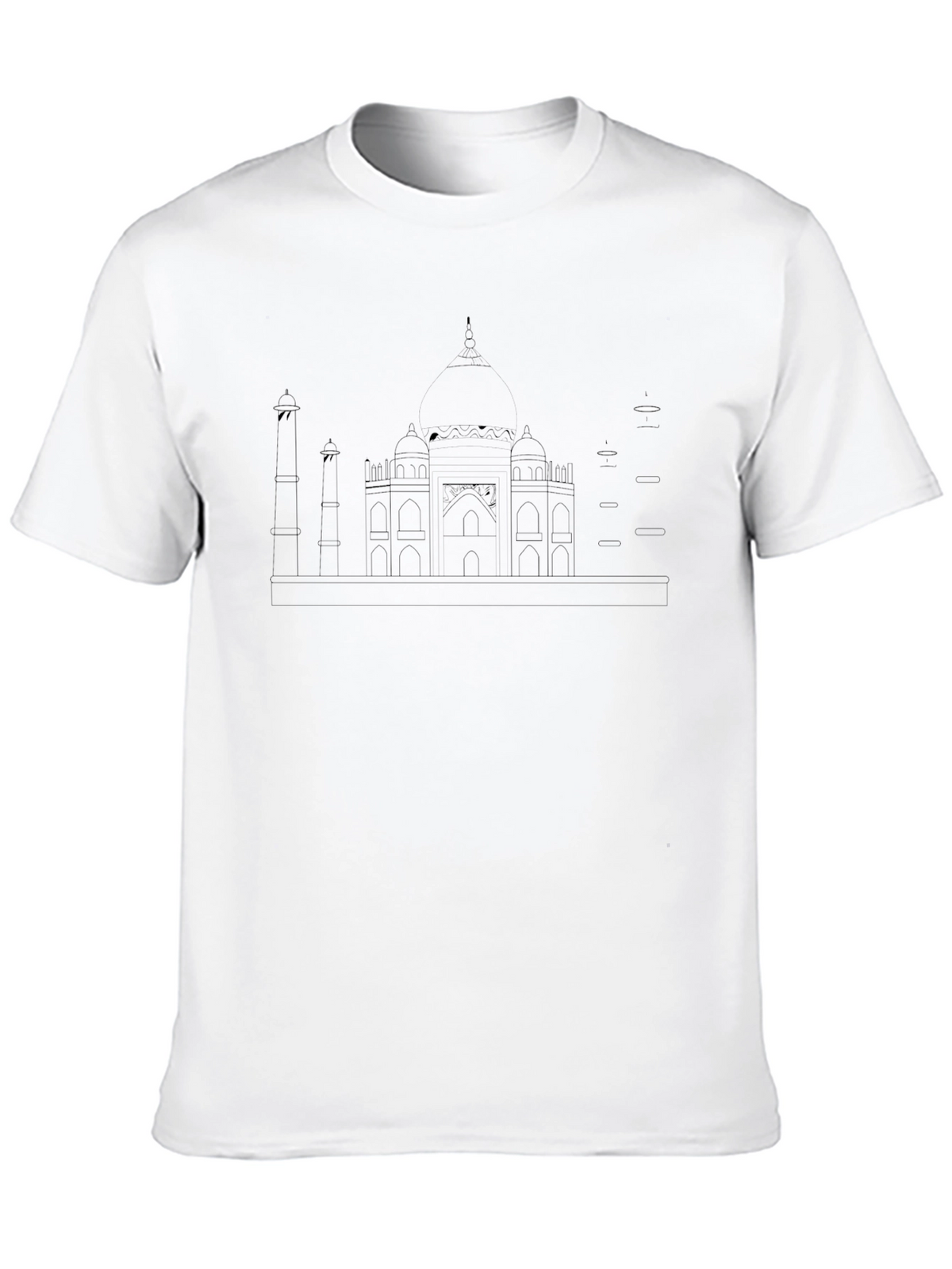 Taj Mahal Line Art Black T-Shirt