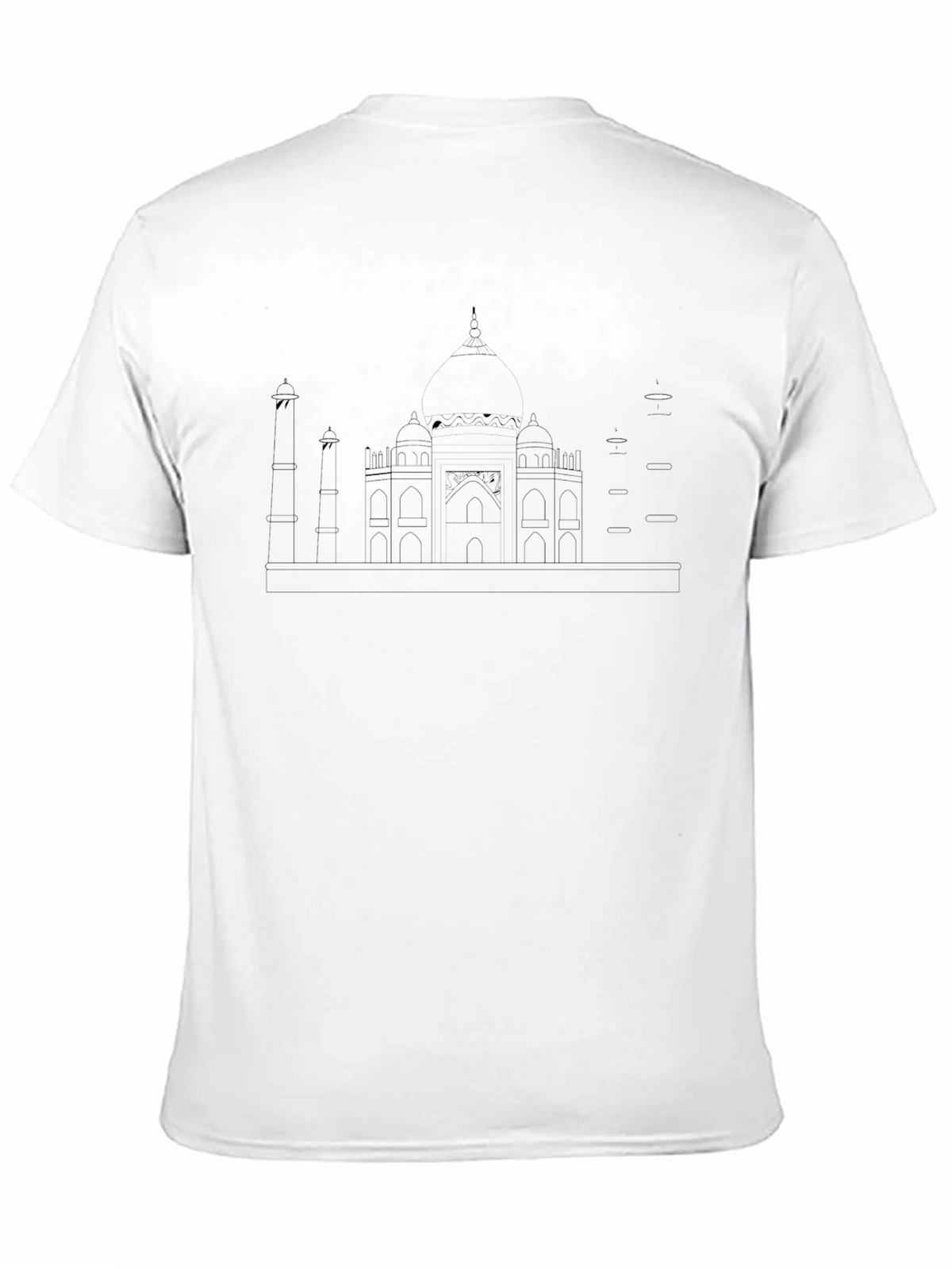 Taj Mahal Line Art Black T-Shirt