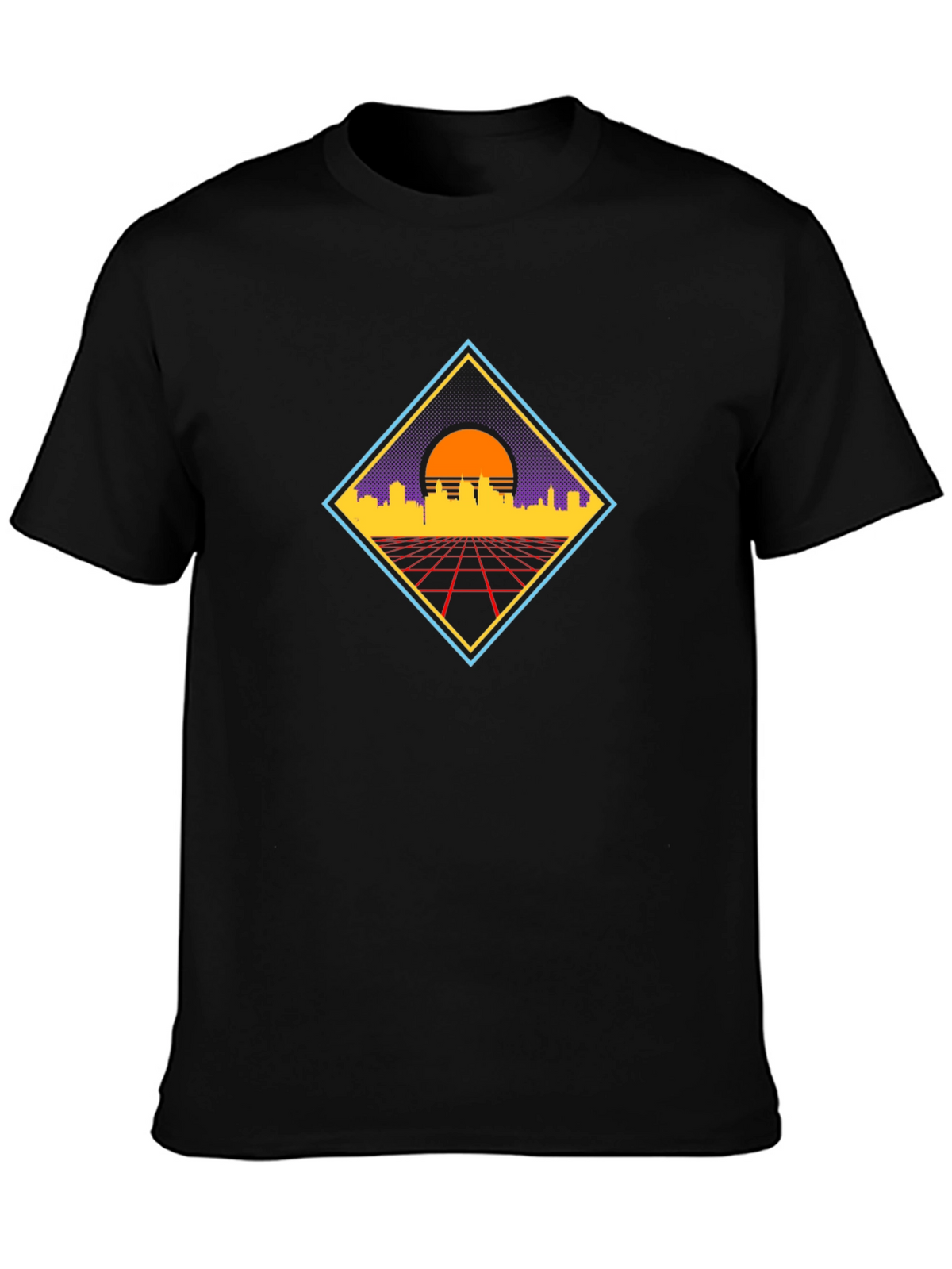 Retro Cityscape Graphic T-Shirt - Black